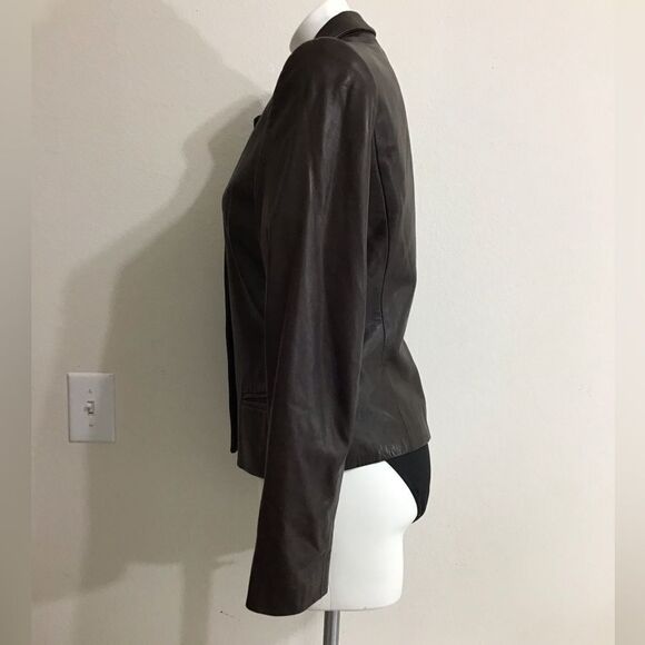 Trussardi Collezione Pelle Brown Leather Blazer Jacket Size 44 - Picture 4 of 16